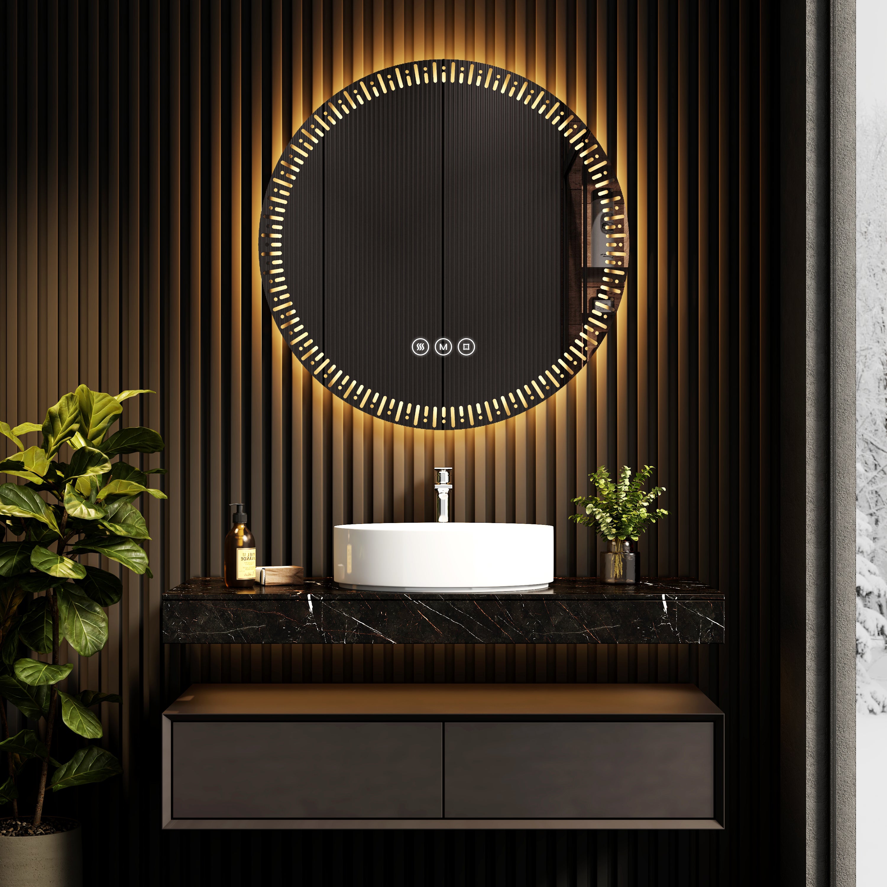 Specchio rettangolare 80 x 60 cm con luce led a 3 colori, antiappannamento e touch | Leroy Merlin