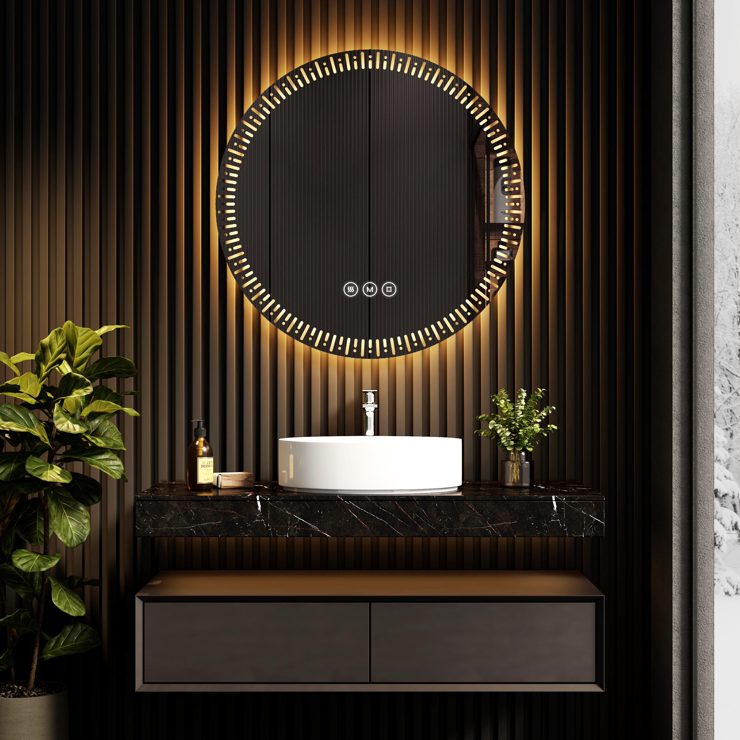 Specchio rettangolare 80 x 60 cm con luce led a 3 colori, antiappannamento e touch | Leroy Merlin Specchio rettangolare 80 x 60 cm con luce led a 3 colori, antiappannamento e touch | Leroy Merlin