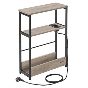 doporro Table d'Appoint Ronde de Rangement Étagère de Sol en Acier au Carbone Table Basse Décorative Double Plateaux Amovibles en Corde de Papier 37×55 cm Noir Reglo-08