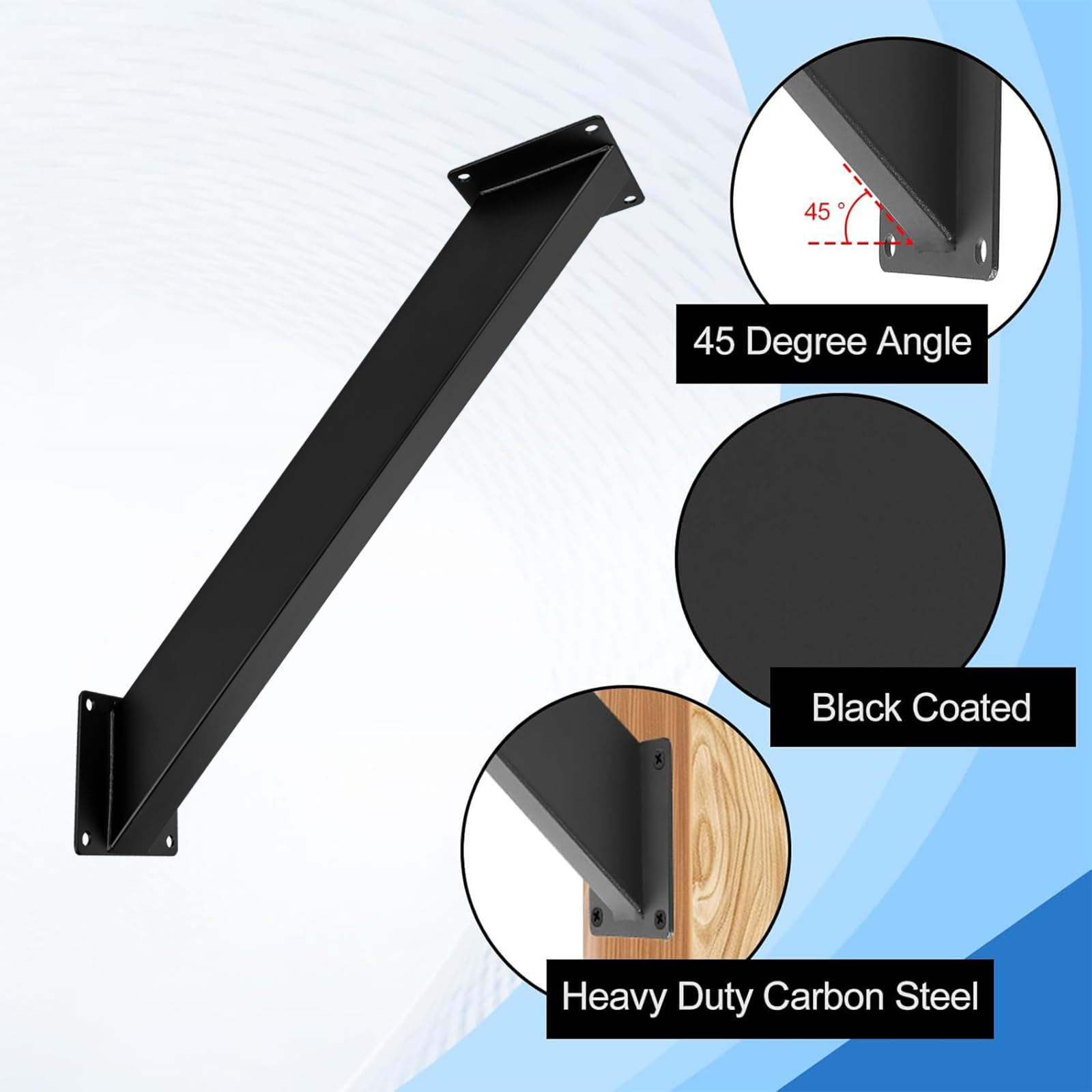 Lot de 4 Équerres d'angle à 45 degrés - Pergola Bois Support Poteau / Connecteur de Poteau / Connecteur d'angle - Support d'angle pour Poutres - 6
