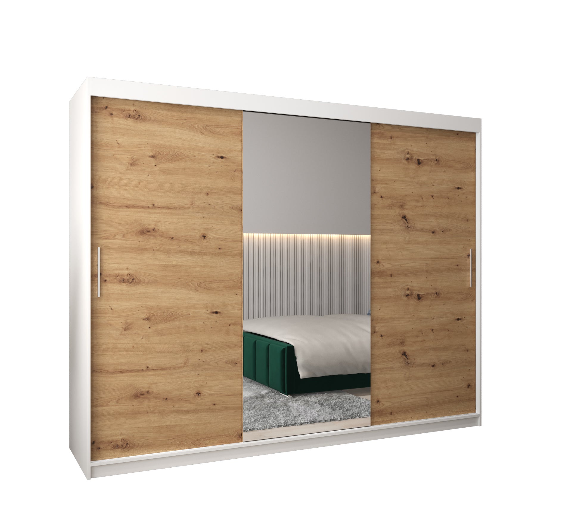 Szafa przesuwna garderoba TOKYO 1 250 x 62 x 200 cm Biały + Artisan - Abiks Meble