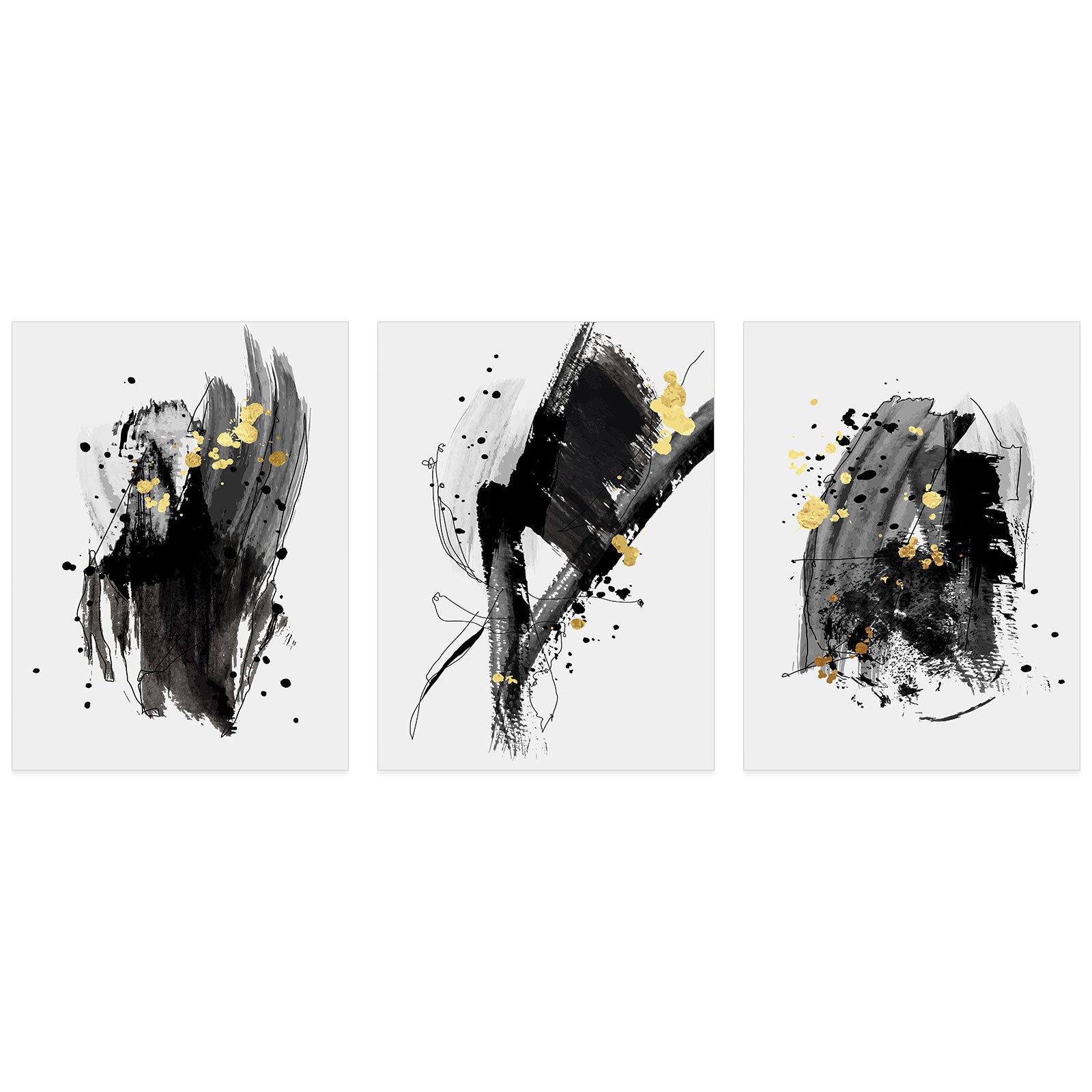 Lot de 3 Affiches / Posters Triptyque - Abstrait 3617689992266 - Bordure Noire et Blanche - 3 Affiches - 21x29,7 cm (Cadres non fournis) - 2
