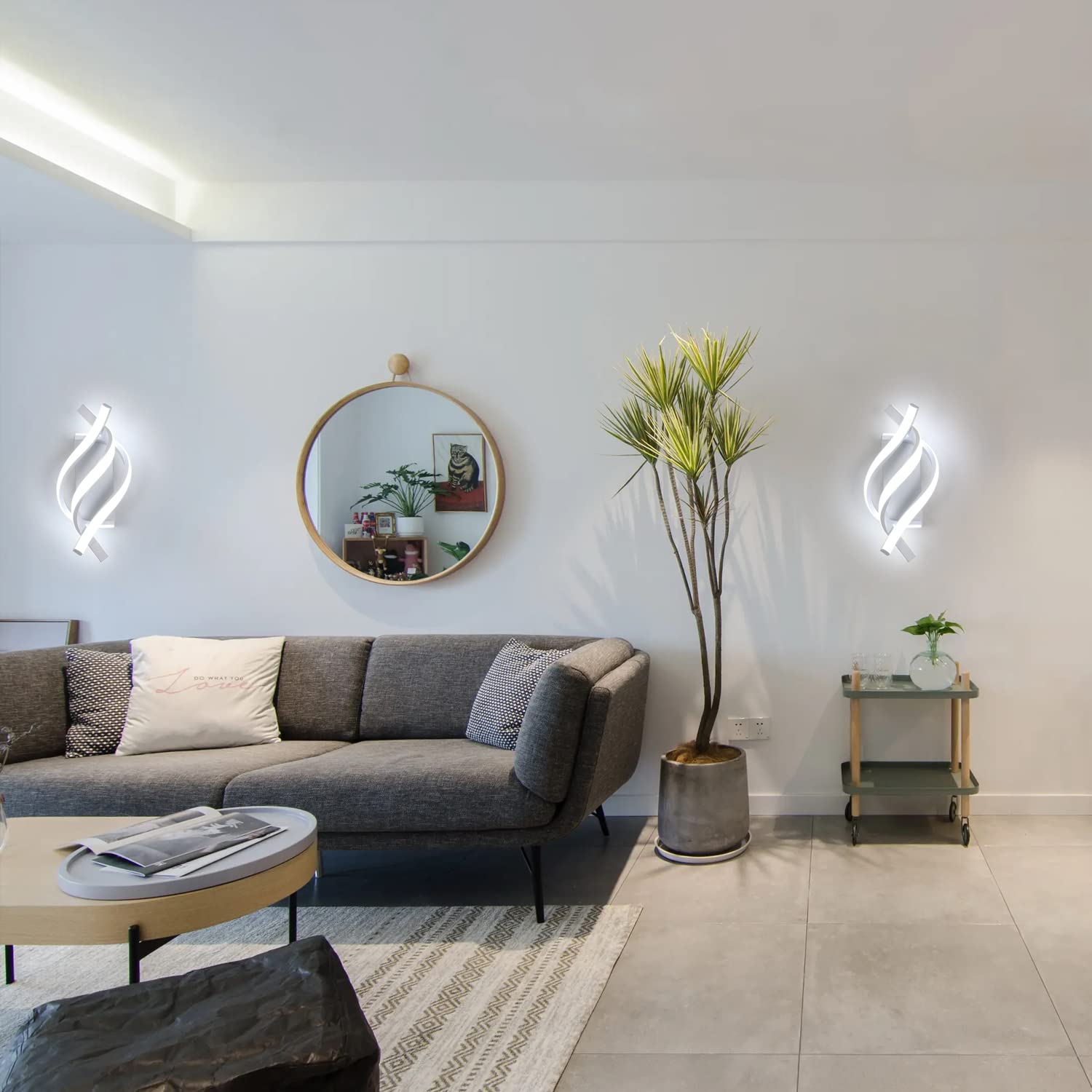 Apliques de pared, Lámpara de pared LED moderna en espiral, Luz de pared LED de aluminio, Luz decorativa interior, 3 temperaturas de color - 3
