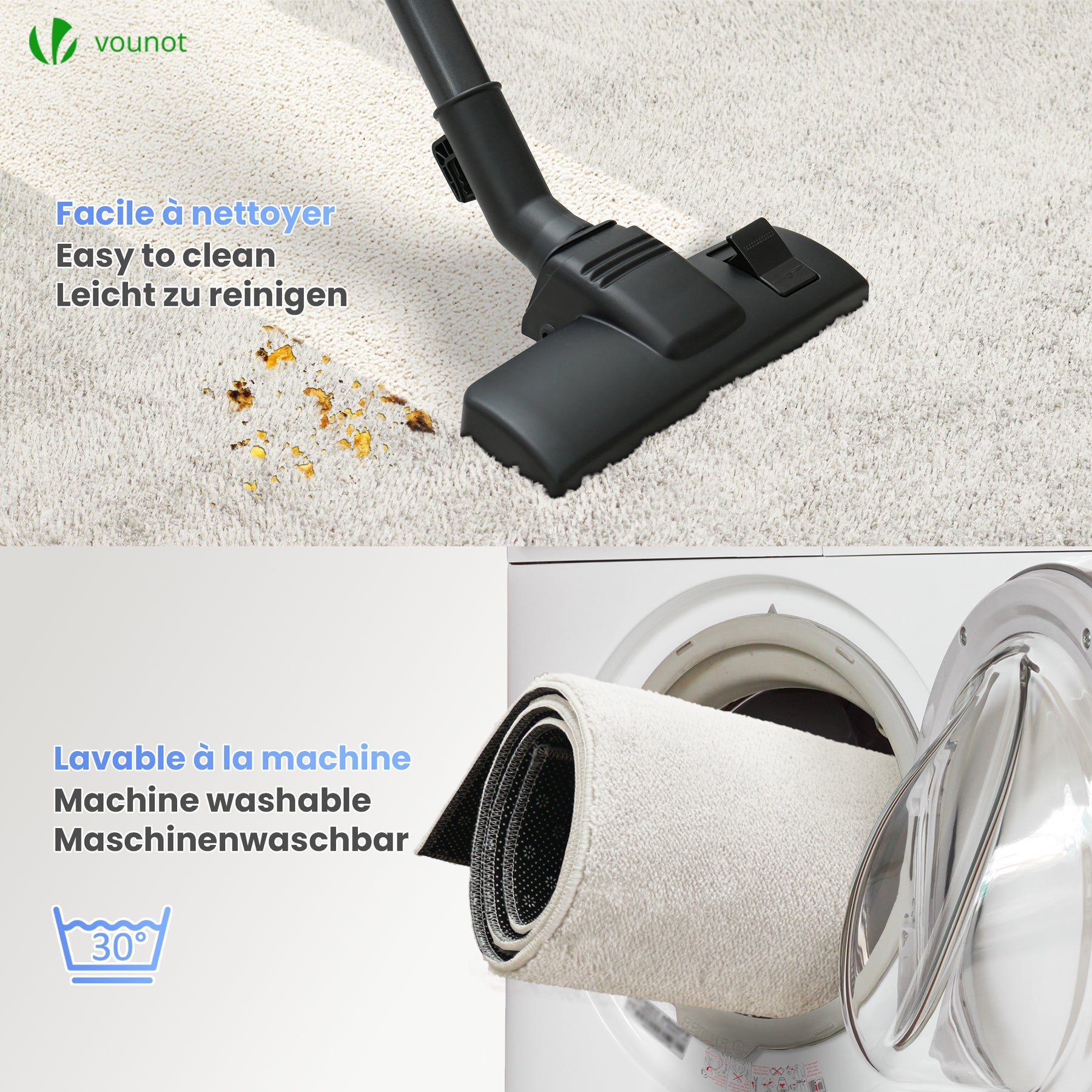 VOUNOT® Alfombra Moderna para Salón 200x300 cm, Crema - 5