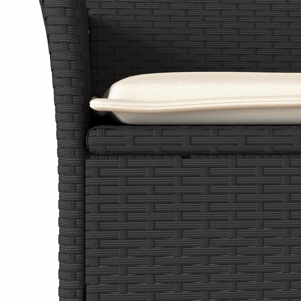 Chaises de jardin avec coussins 2 pcs noir résine tressée - 8