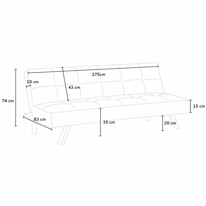 Divano letto in tessuto 2 posti design moderno Gemma pronto letto - Blu - 8