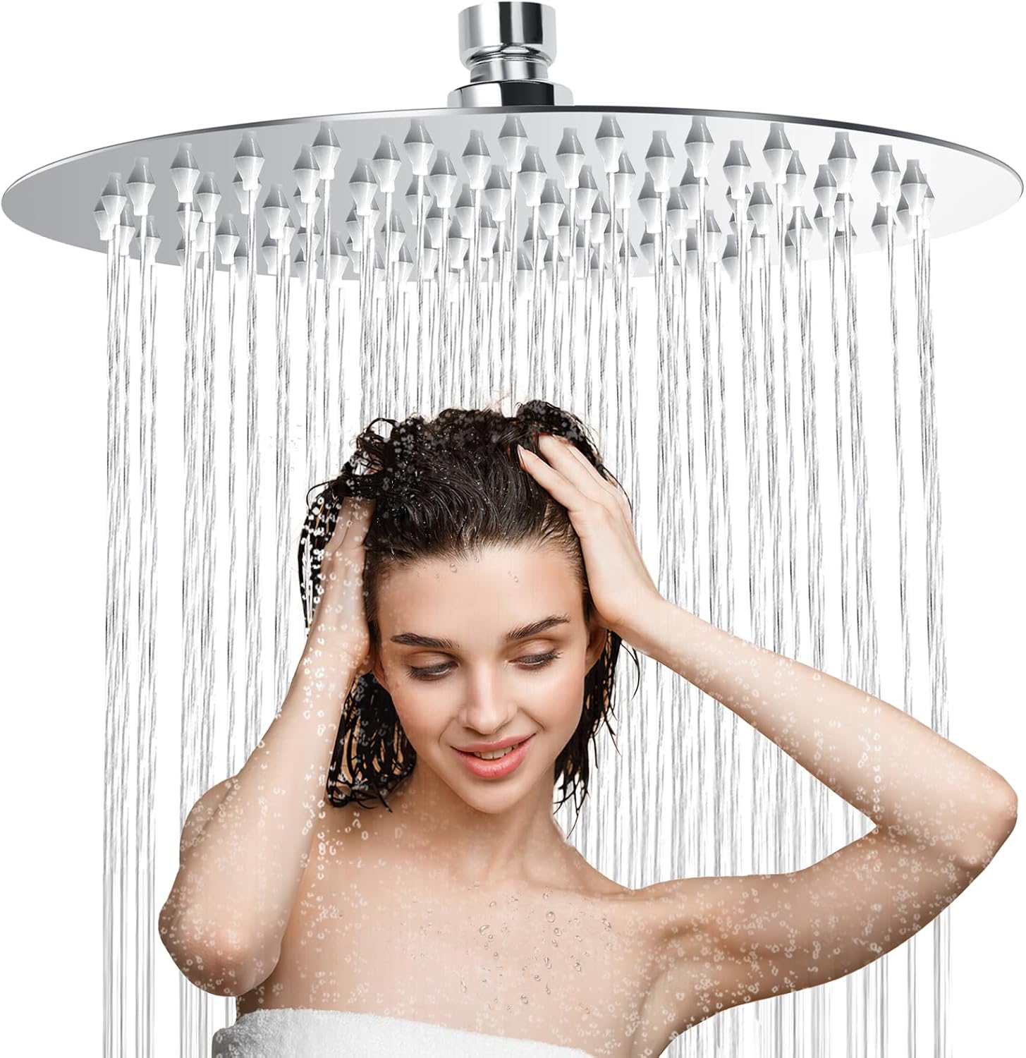 Soffione Doccia Pioggia Quadrato 8 Pollici - Acciaio Inox, Alta Pressione, Tubo 1.5m, Risparmio Idrico - Foto 3