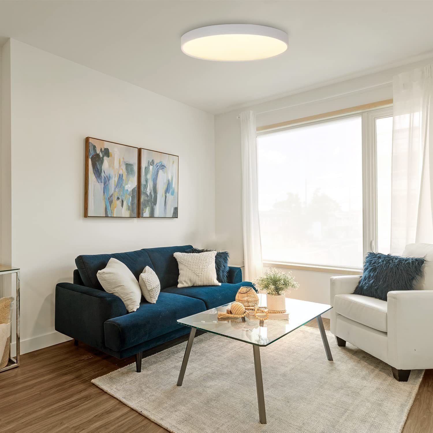 NETTLIFE Lámpara de Techo LED 28 cm Redonda IP44 Blanco 4000 K 17 W Plana para Dormitorio Cocina Baño Pasillo - 2