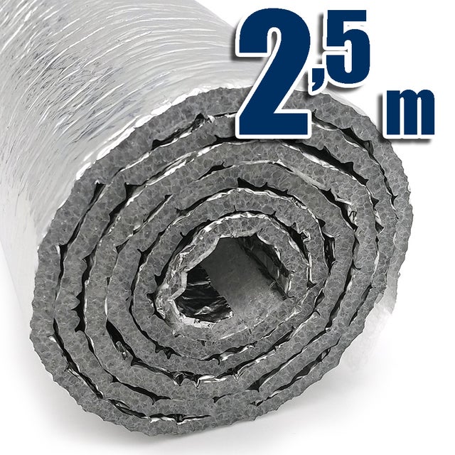 Isolation thermique 100 % aluminium avec mousse (2,5 m x 1,20 m) - Isolation pour maisons, porches, radiateurs, caravanes et fourgons
