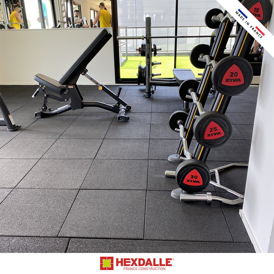 Lot de 20 dalles de sport intérieur HEXDALLE® HAI – 25 mm – Noir – 5 m² - 6