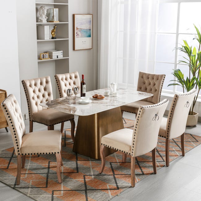 Set di sedie da sala da pranzo rivestite in velluto Gambe in