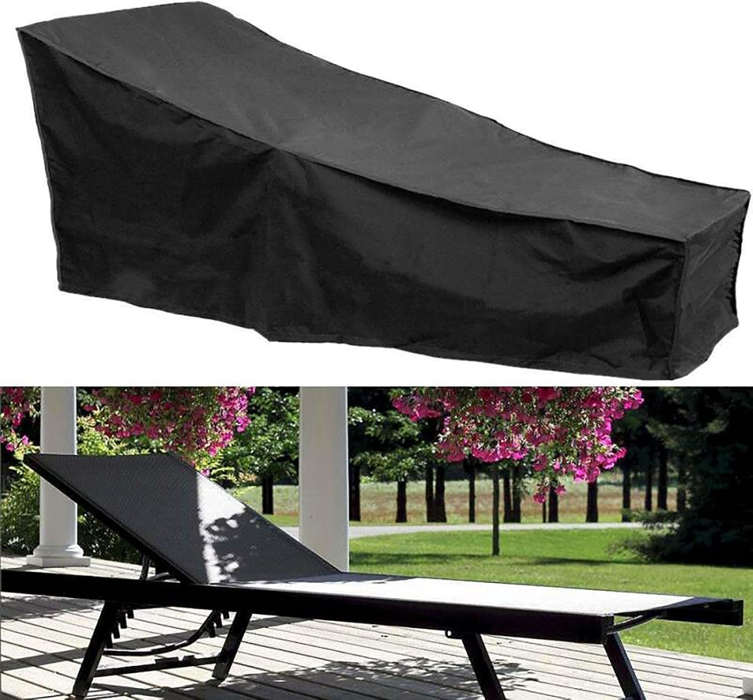Housse de Chaise extérieur Couverture Housse de Protection Longue Respirante Imperméable 420D Tissu Oxford pour Chaise 200*70*40*68 cm, noir - 3