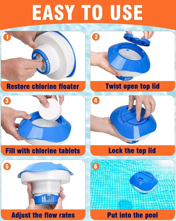 8-calowy regulowany pływający dozownik chloru do basenów zewnętrznych, spa i systemów oczyszczania wody