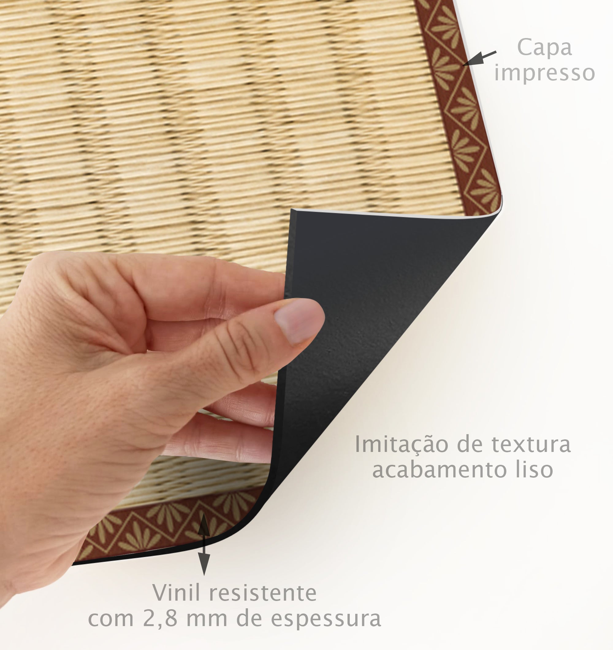 Tapete de vinil Tatami 66x100 cm - PVC antiderrapante, vinílico para cozinha ou sala, impermeável, lavável, ignífugo - 4