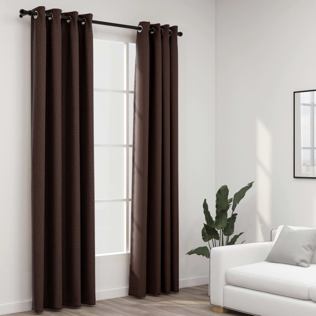Maison exclusive - cortinas opacas ojales look de lino 2 pzas gris topo 140x245 cm