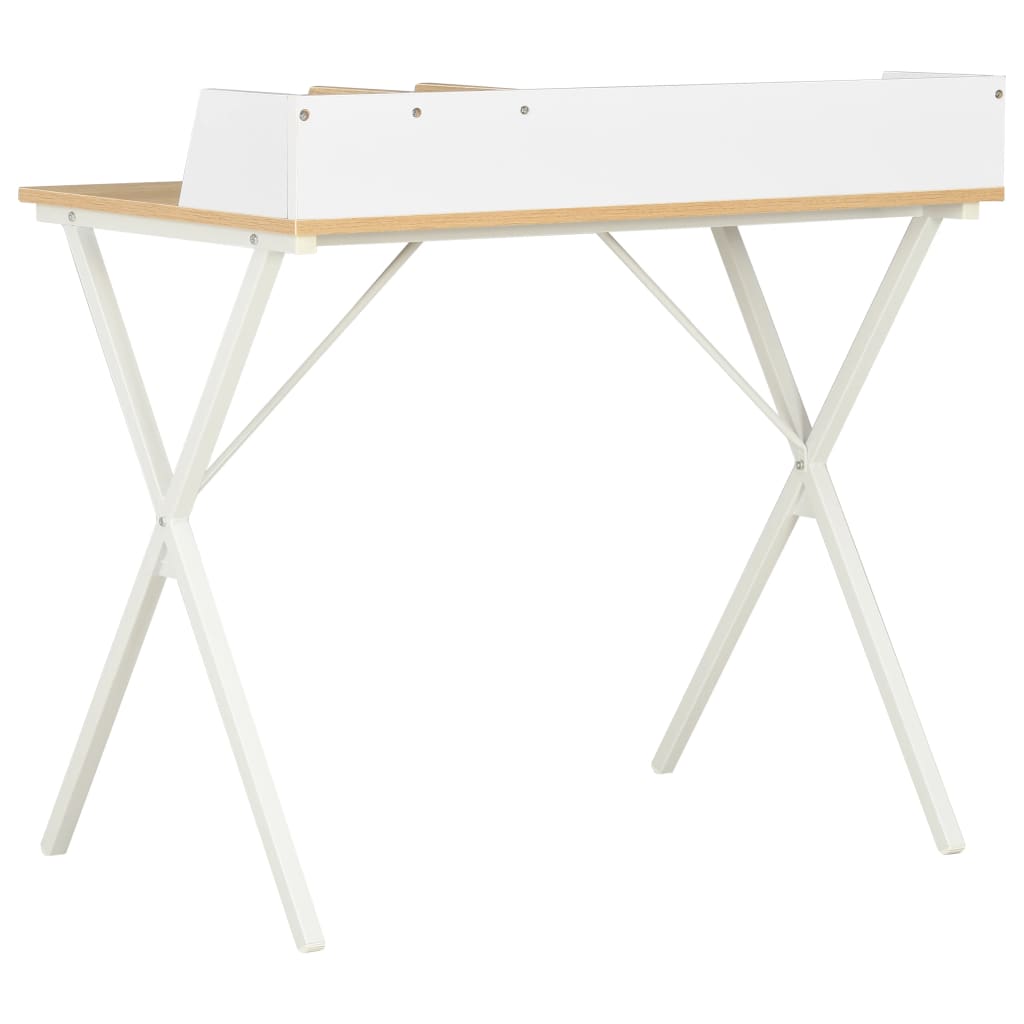 Bureau blanc et naturel 80x50x84 cm - COMFORTXL - 4