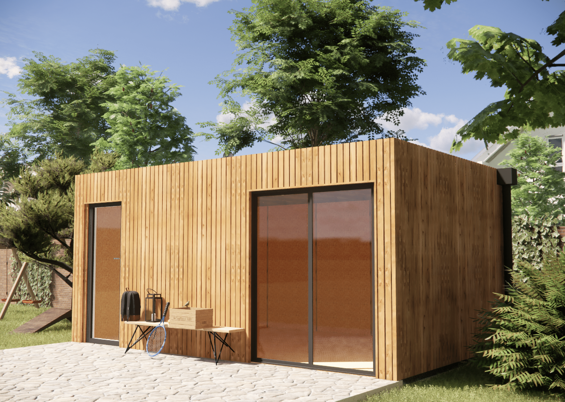 Extension maison en bois en bois 5,5 x 3,5 x 2,7 m avec plancher isolé - 6