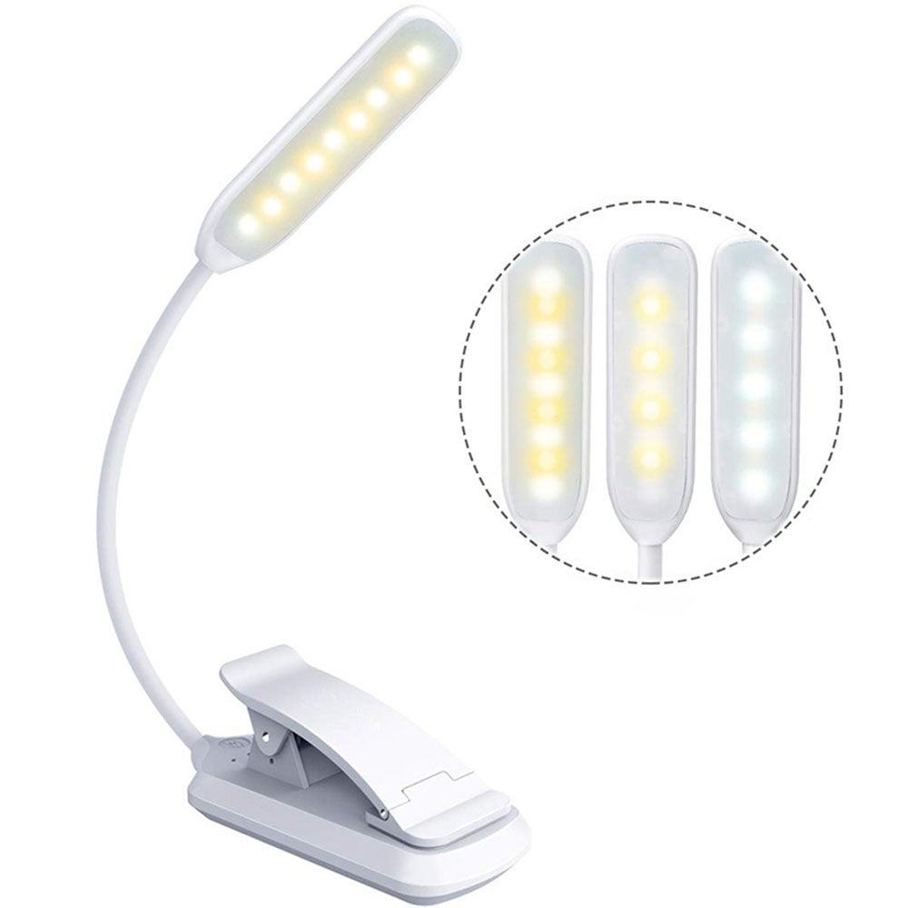 Lampka do czytania LED z możliwością ładowania przez USB, 9 trybami oświetlenia (3 kolory: ciepły, zimny i naturalny), elastyczna lampa do czytania 3