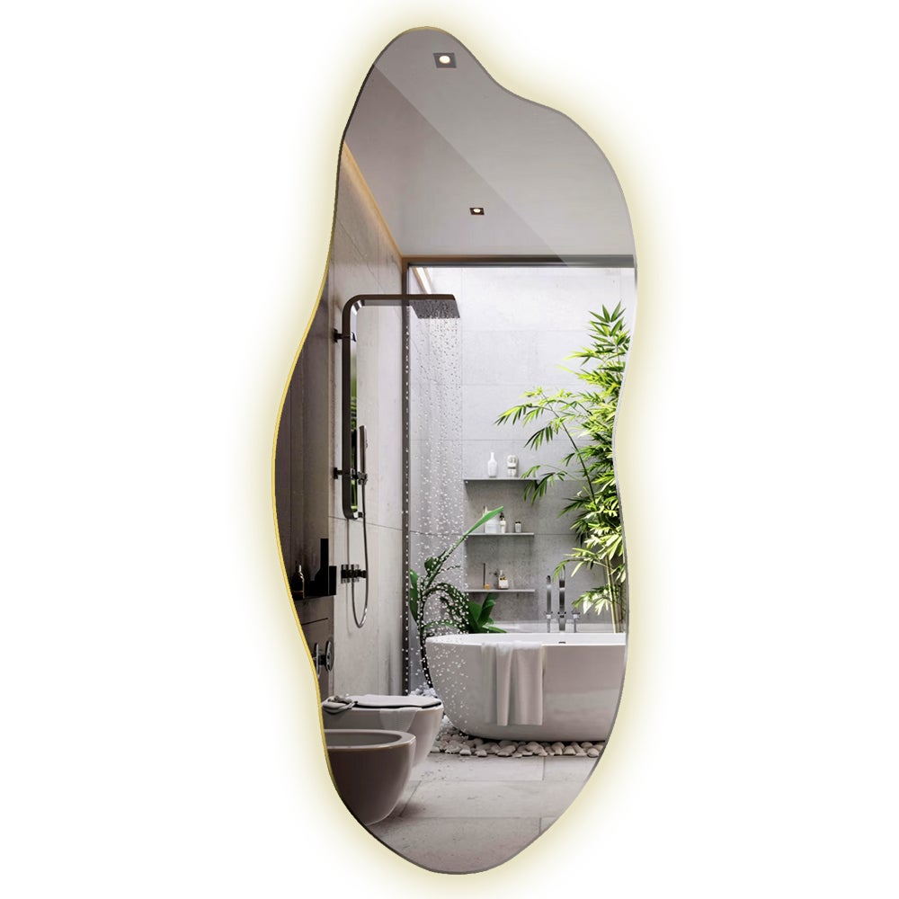 Lustro LED nieregularne 40x90 cm – neutralne podświetlenie, unikalny kształt do salonu lub dekoracji ściennej