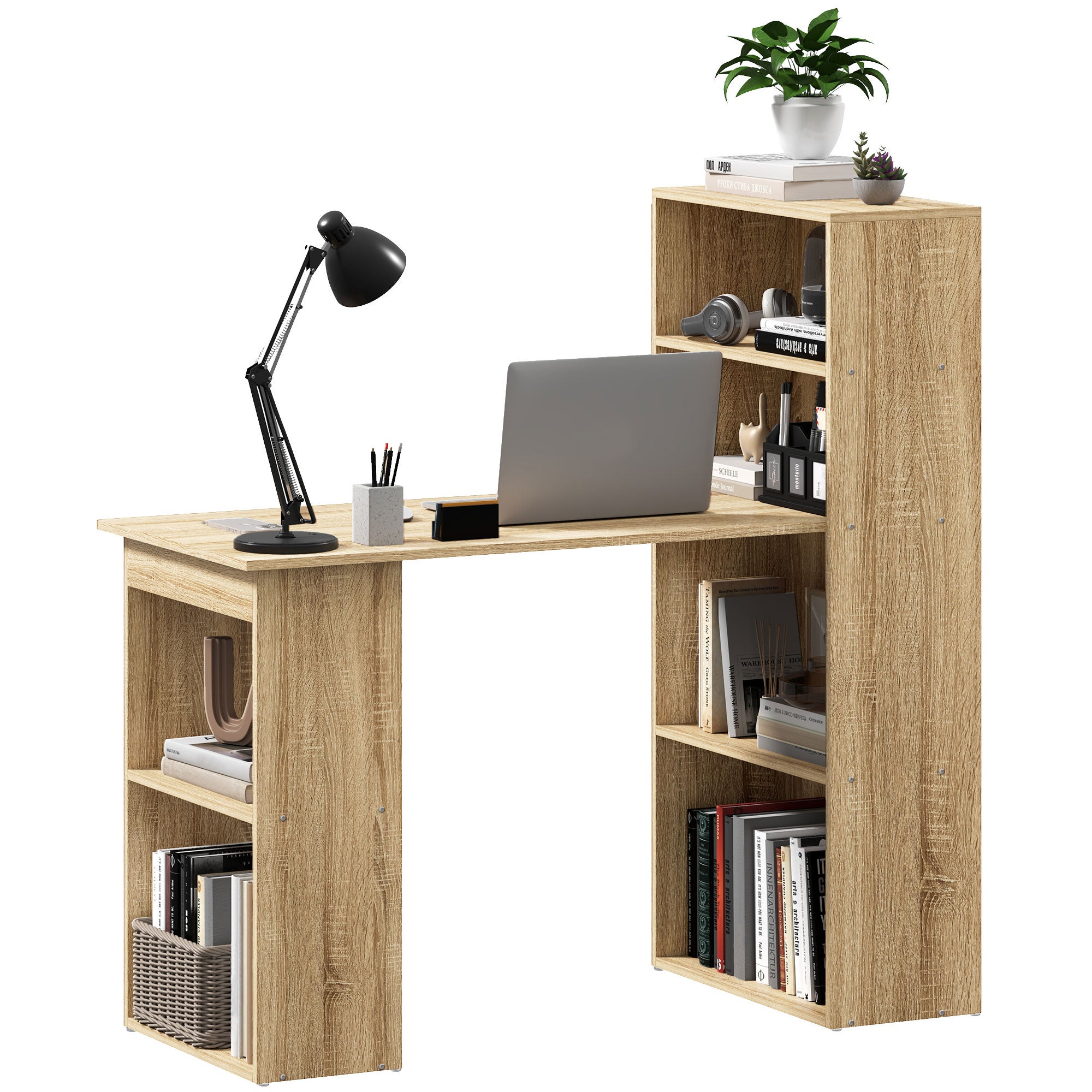 Bureau d'ordinateur avec étagère de rangement, style scandinave ...
