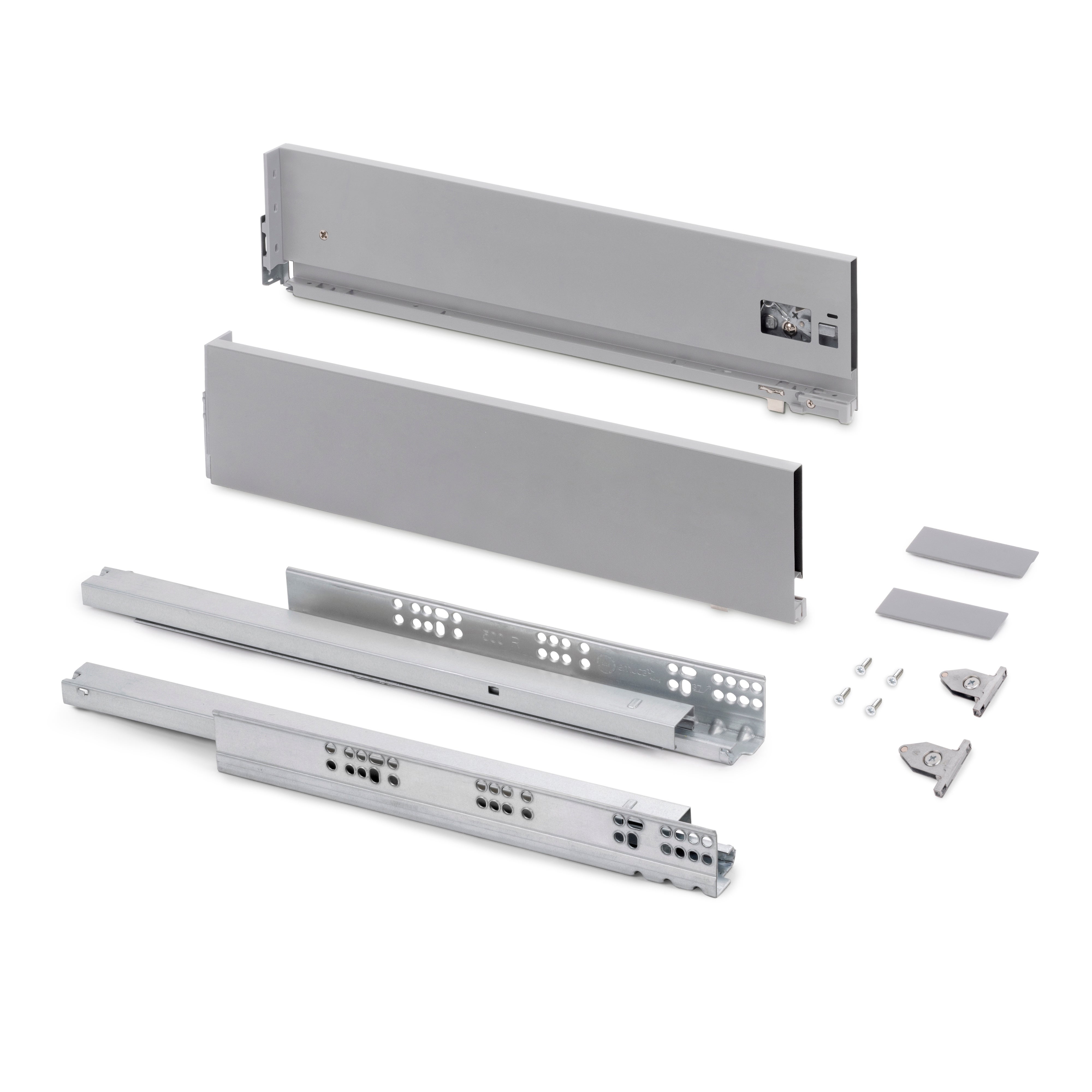 Emuca Szuflada zewnętrzna Vertex z regulacją 3D, wysokość 131mm, 40 kg, głębokość 350mm, Stal, Malowane aluminium