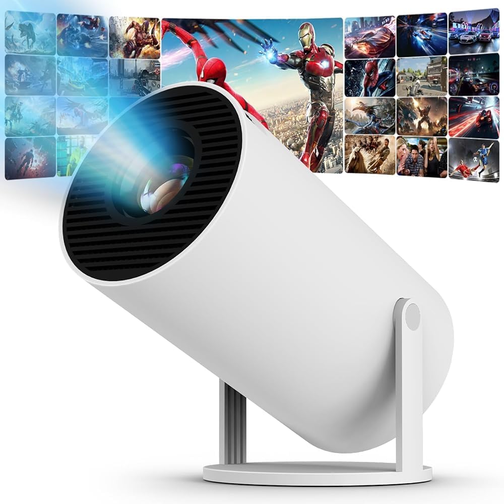 Projektor wideo z systemem Android 11 Mini projektor WiFi 6 Bluetooth Retroprojektor 4K 120 lumenów ANSI Projektor wideo Kompatybilny z telefonem
