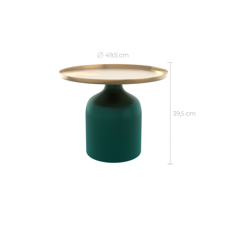 Table d'appoint ronde en métal vert et laiton D49 cm - Lyne - 4