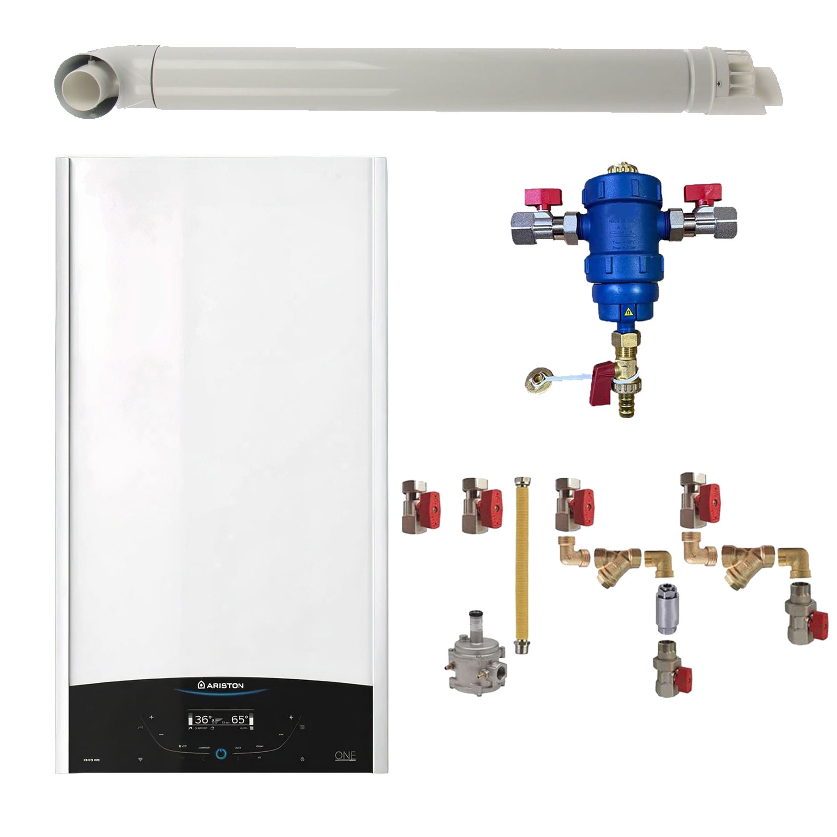 Pachet centrala termica Ariston GENUS ONE+ System 35 kW, filtru antimagnetita RTM 3/4