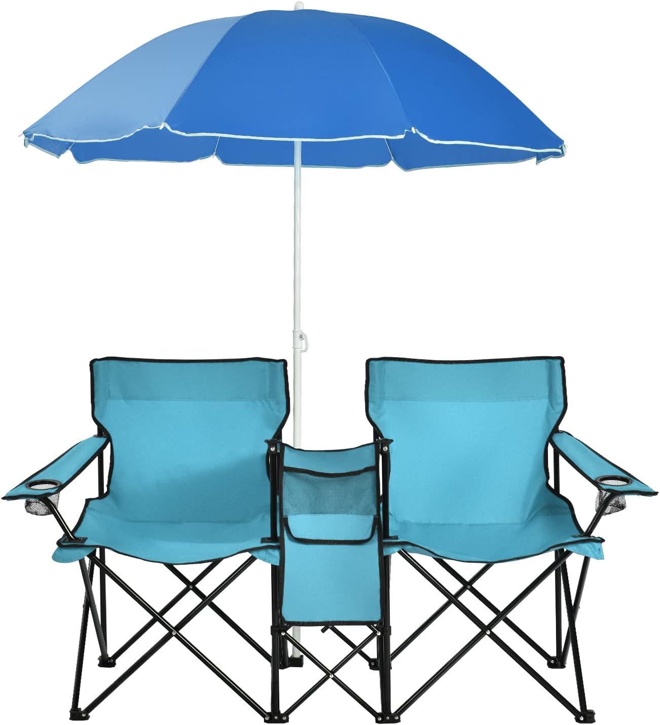 FineHome Chaise Pliante De Pêche – Avec Porte-gobelet, Sac De Transport, Bleu – Solide Et Confortable