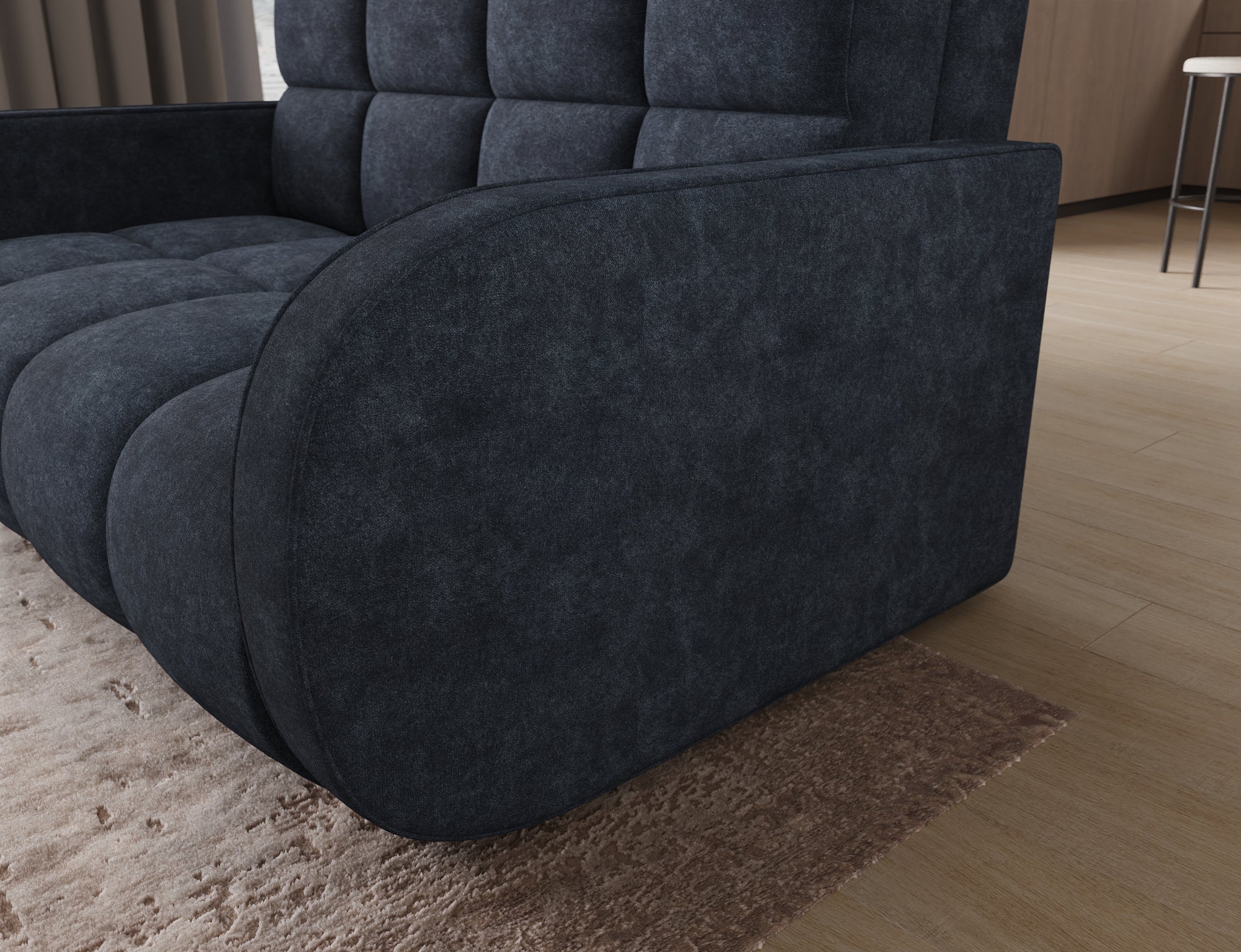 Petit canapé convertible 2 places tissu DENVERS 154cm – Avec coffre de rangement-Noir - 5