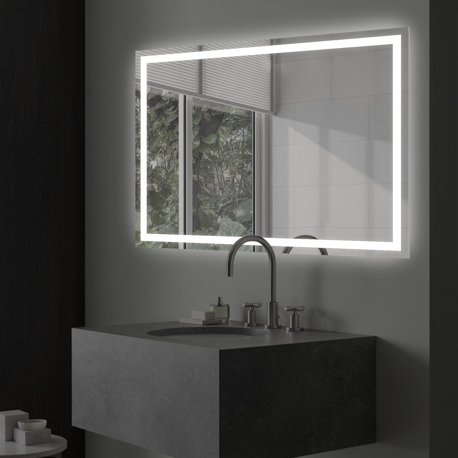 KOOL - Espelho de borda polida 100X70 cm com jato de areia retroiluminado por LED interno - 4