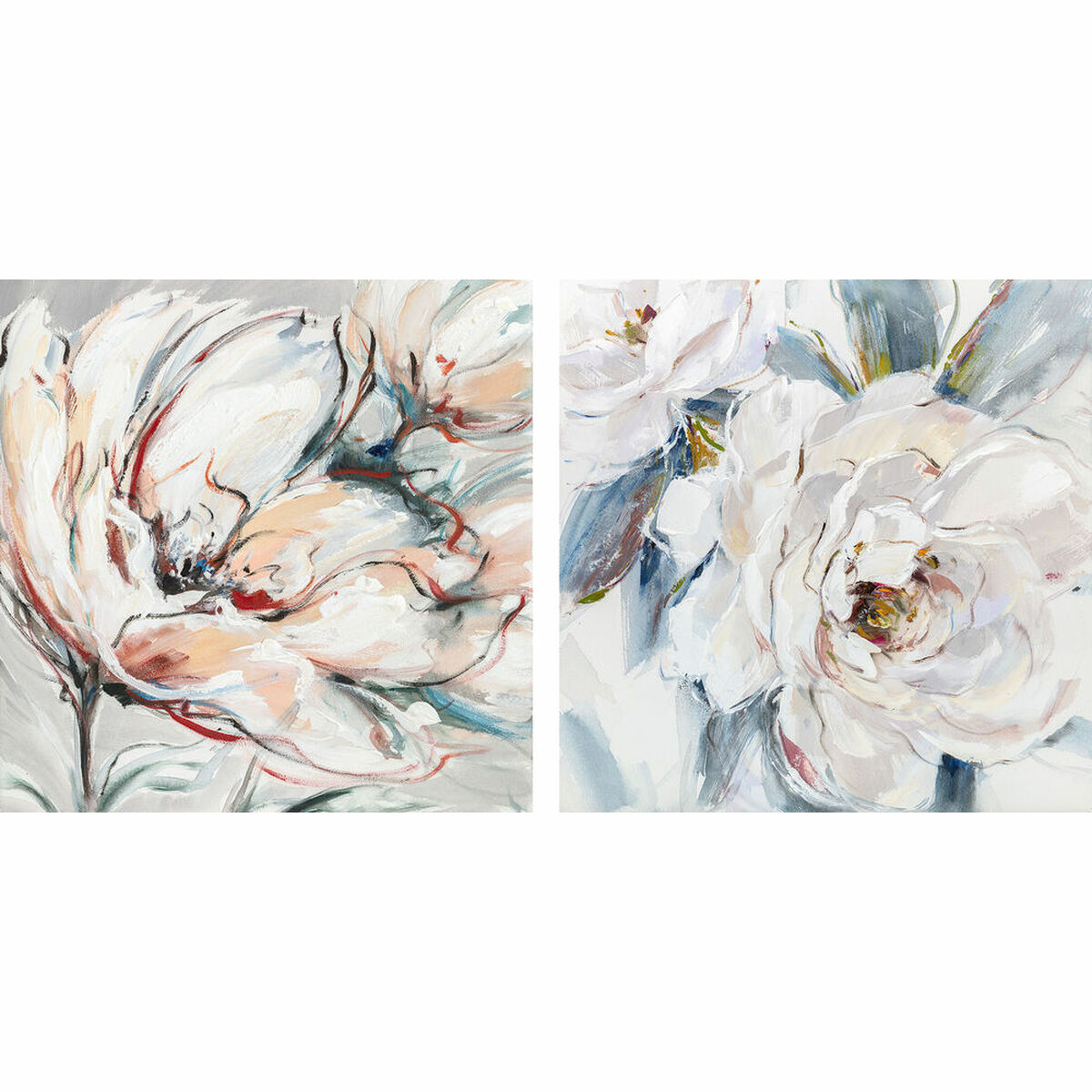 Cuadro dkd home decor 90 x 2,5 x 90 cm flor shabby chic (2 unidades)