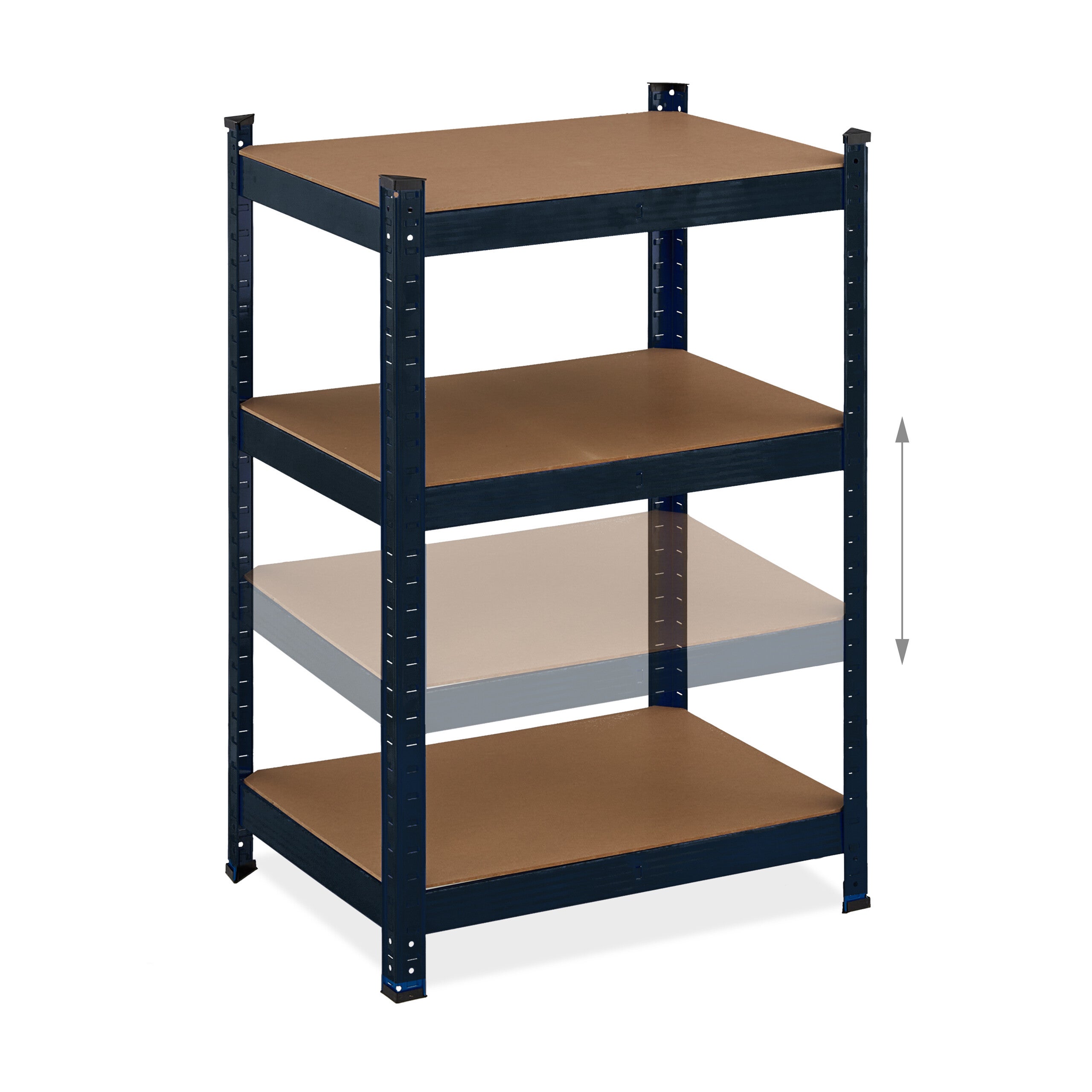 Étagère à charge lourde, HxLxP : 180x60x45 cm, jusqu'à 500 kg, 5 niveaux, cave, garage, stockage, acier, noir, Relaxdays - 7