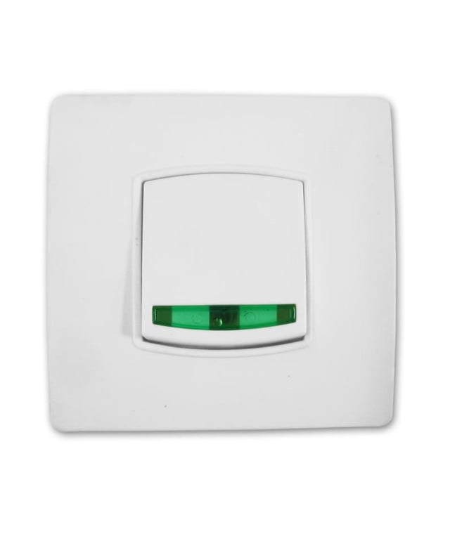 Pulsante con spia morsetti automatici, viti + graffe - Bianco - Diwone - Zenitech