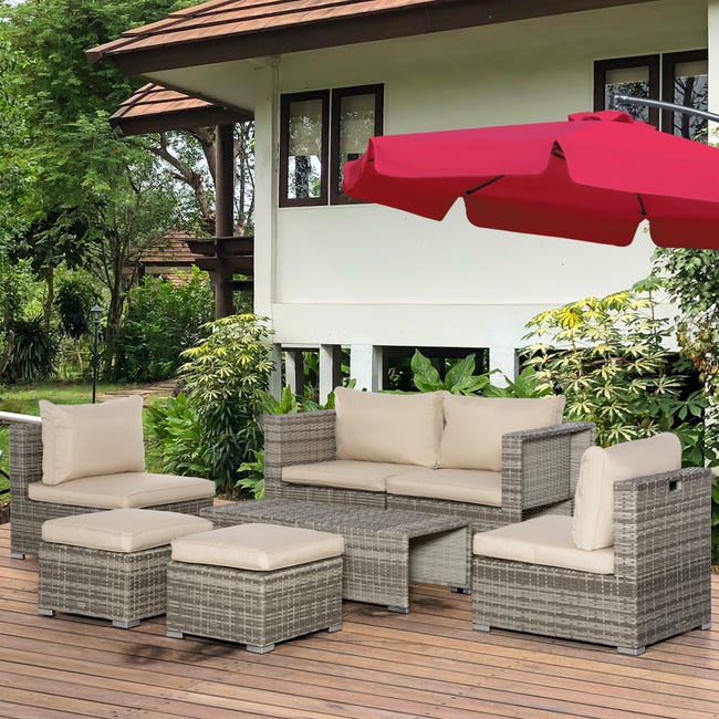 Outsunny Salotto da Esterno in Rattan PE Pezzi, Set da Giardino