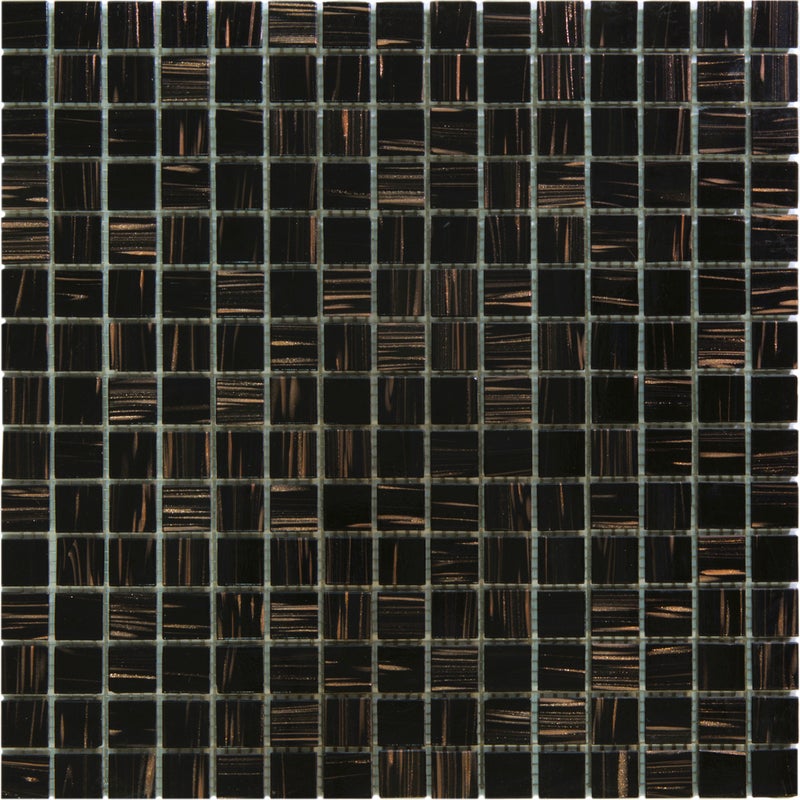 Mozaika Szklana Brązowa ze Złotymi Pociągnięciami – 32,5x32,5 cm – 4 mm