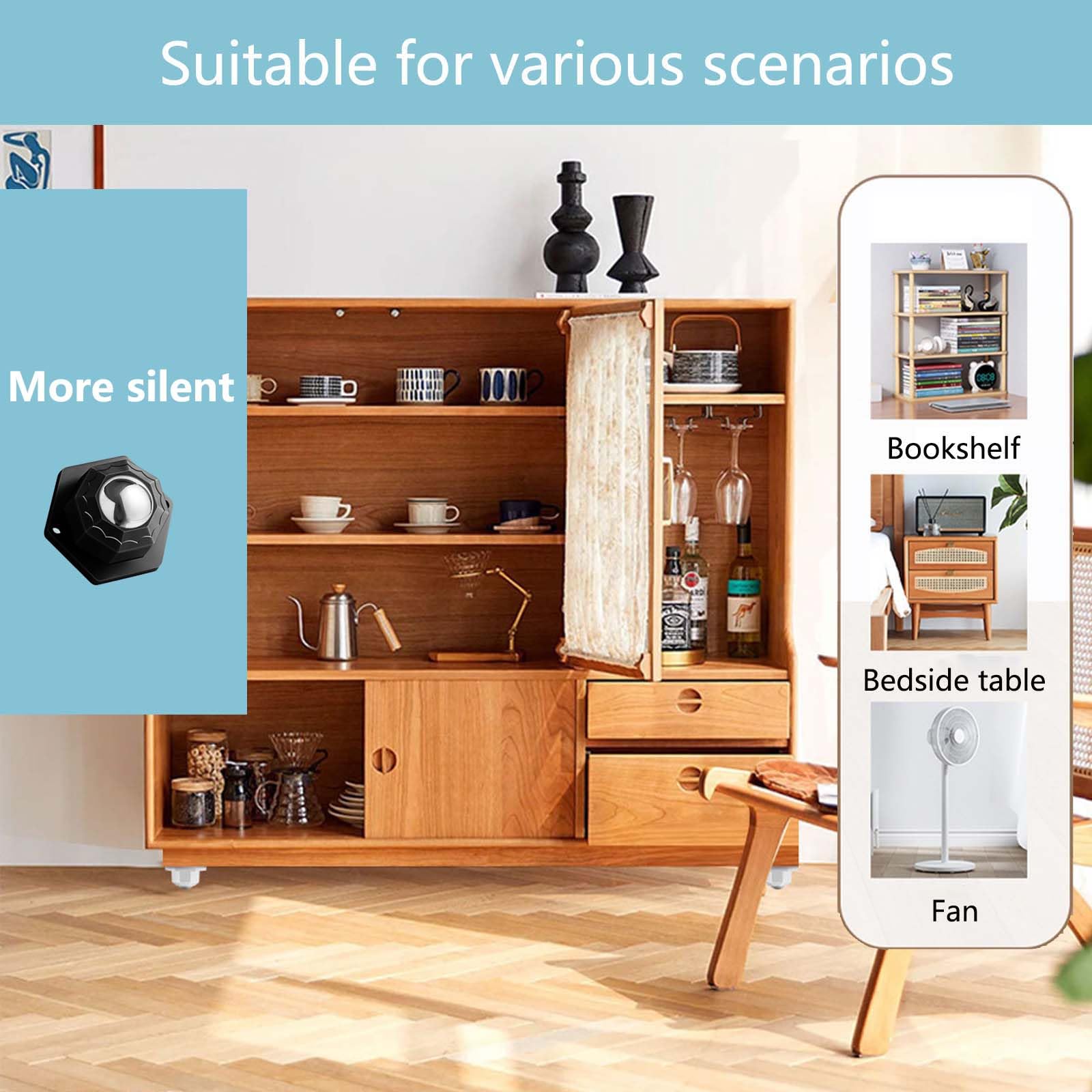 4 rotelle per mobili, rotelle piroettanti autoadesive, portata 300 kg, rotazione a 360 gradi, adatte per mobili ed elettrodomestici - 5