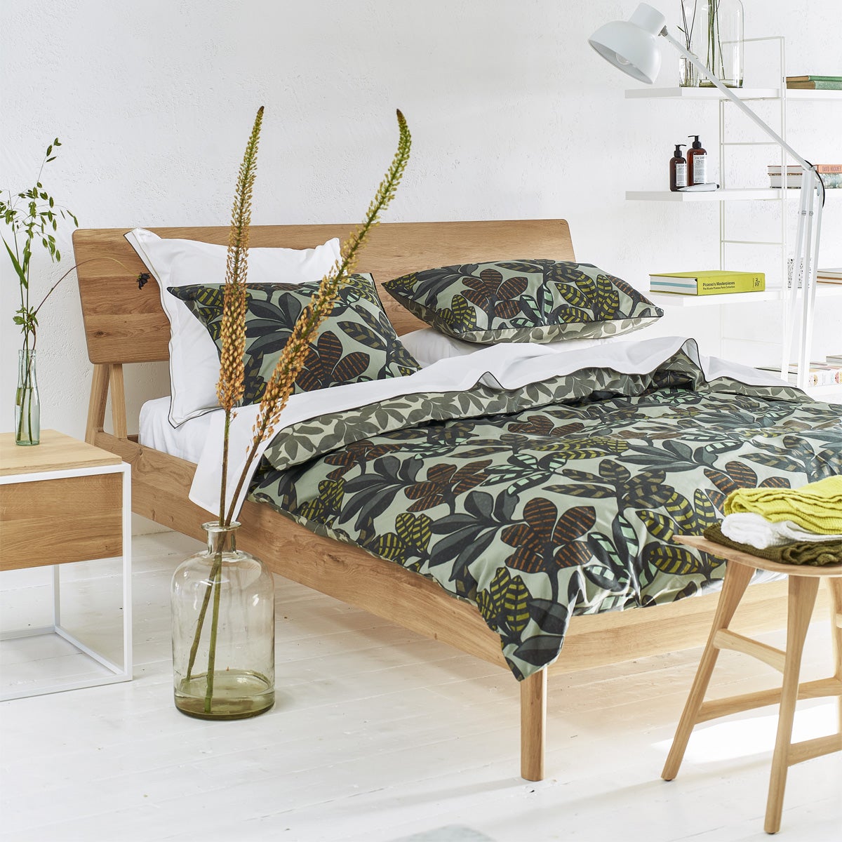 Housse De Couette Designers Guild – Percale De Coton, Motif Ikebana Damask, 200x200cm, Vert Clair – OEKO-TEX