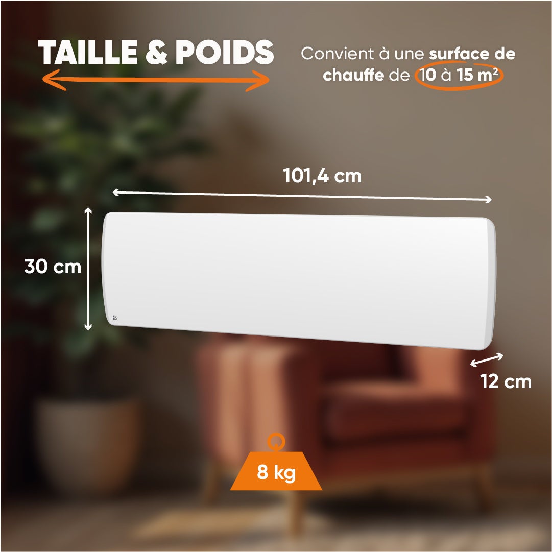 Radiateur électrique fixe à inertie sèche céramique 1500W Bestherm ARIA plinthe blanc - 4