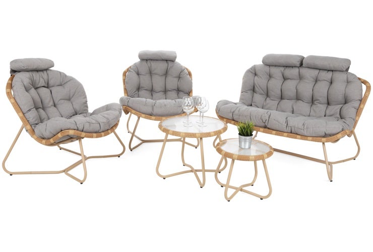 Meble ogrodowe technorattanowe Palermo Round Beige / Light Grey