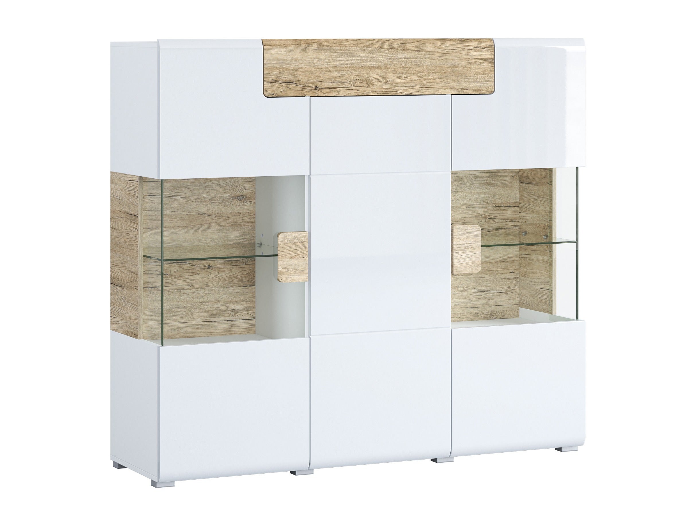 Komoda wysoka TOLEDO 3D1S 147 biała połysk/dąb san remo