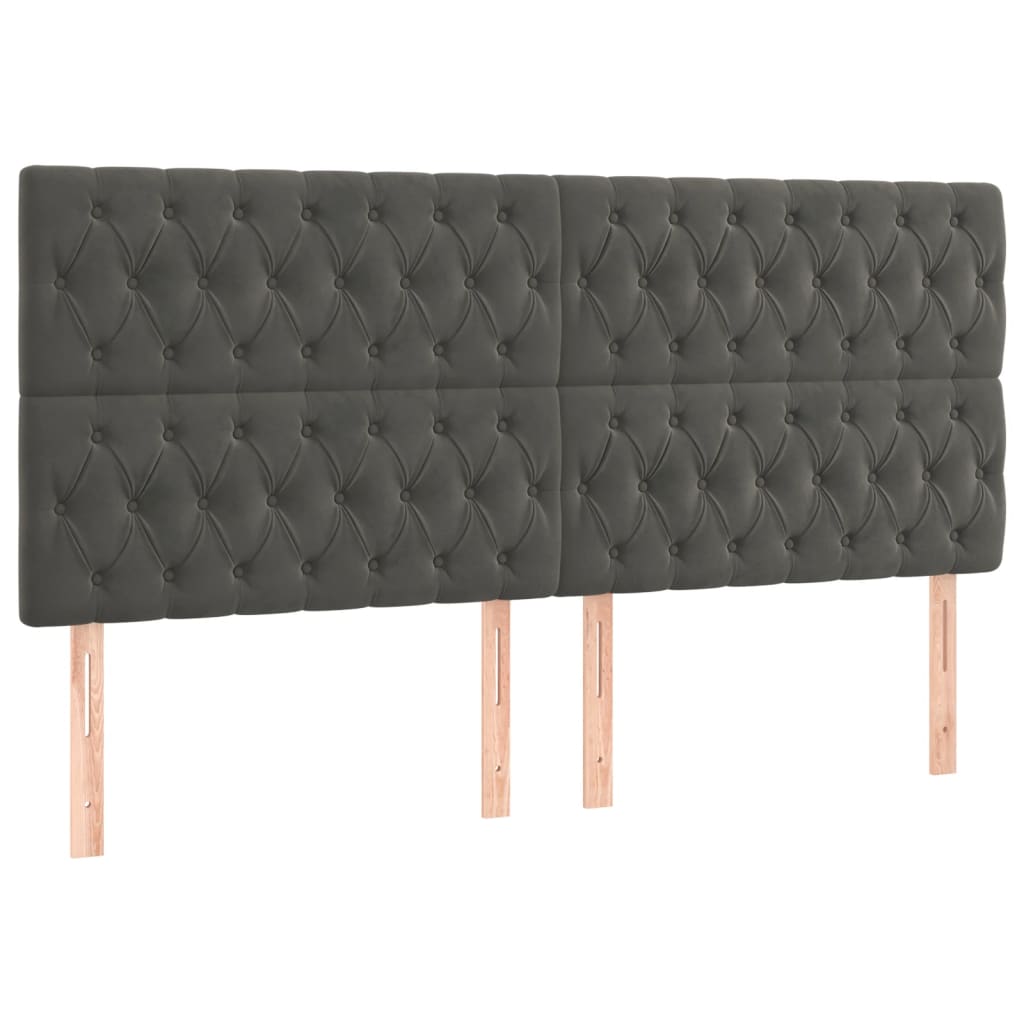 Cadre de lit sans matelas gris foncé velours - 8
