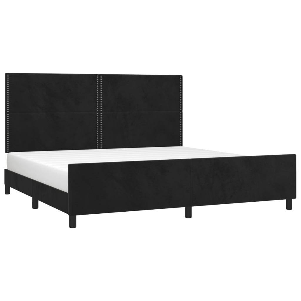 Cadre de lit sans matelas noir 200 x 200 cm en velours - 3