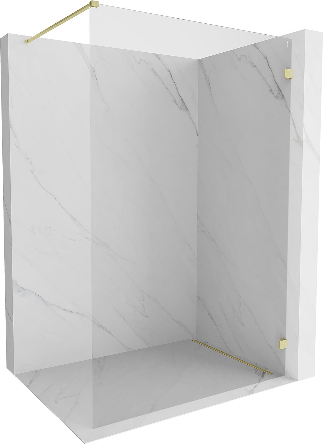 Mexen Lunar ścianka prysznicowa Walk-in prawa 110 x 200 cm, transparent 8 mm, złota szczotkowana - 830-110-000-55-00-P