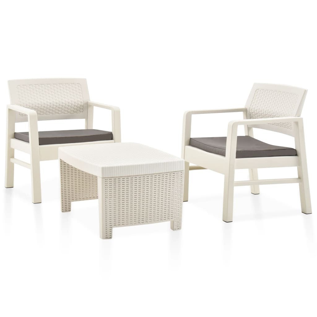 Juego de muebles de jardín 3 piezas plástico blanco | Leroy Merlin