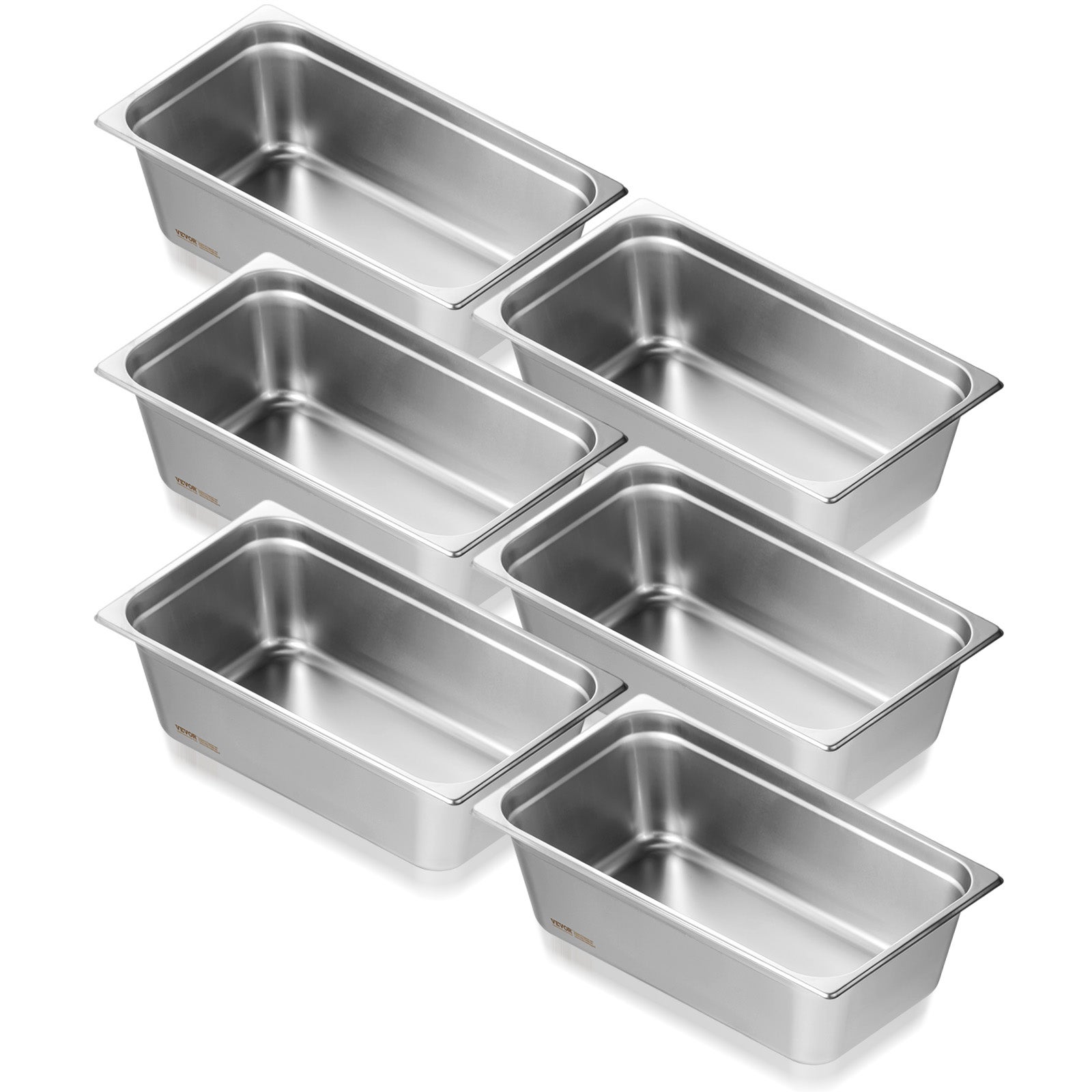 6 x patelnie hotelowe pojemnik gastronomiczny ze stali nierdzewnej 530x327x150mm 20,2L VEVOR