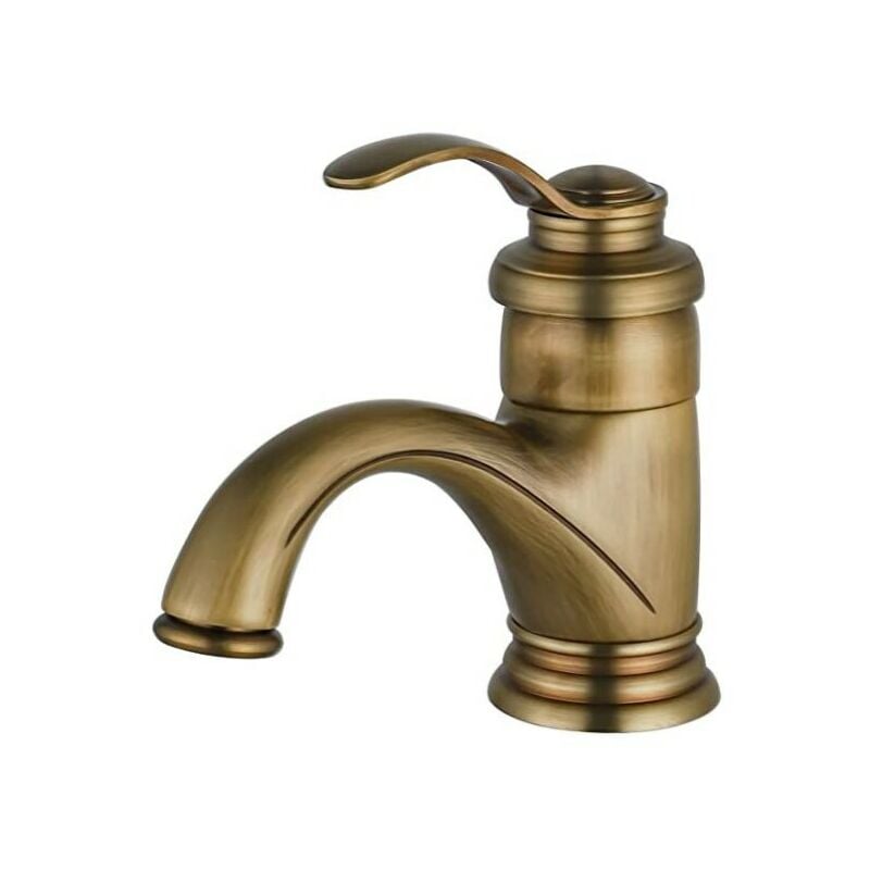 Antyczna bateria umywalkowa w stylu retro, nostalgiczna bateria łazienkowa ze szczotkowanego mosiądzu