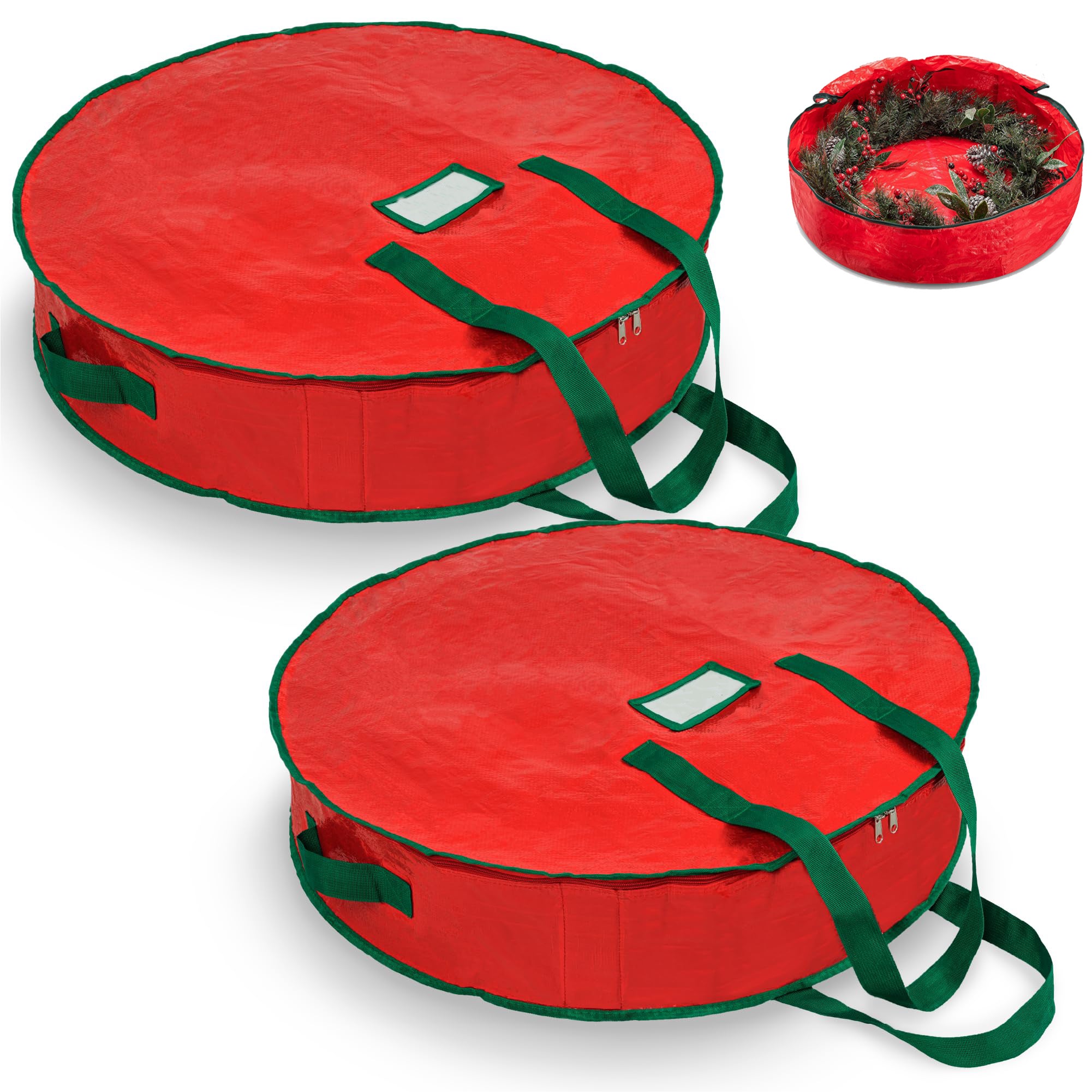 Members Mark Sacs Rangement Déco – Pour Couronne Et Guirlande, Toile Rouge