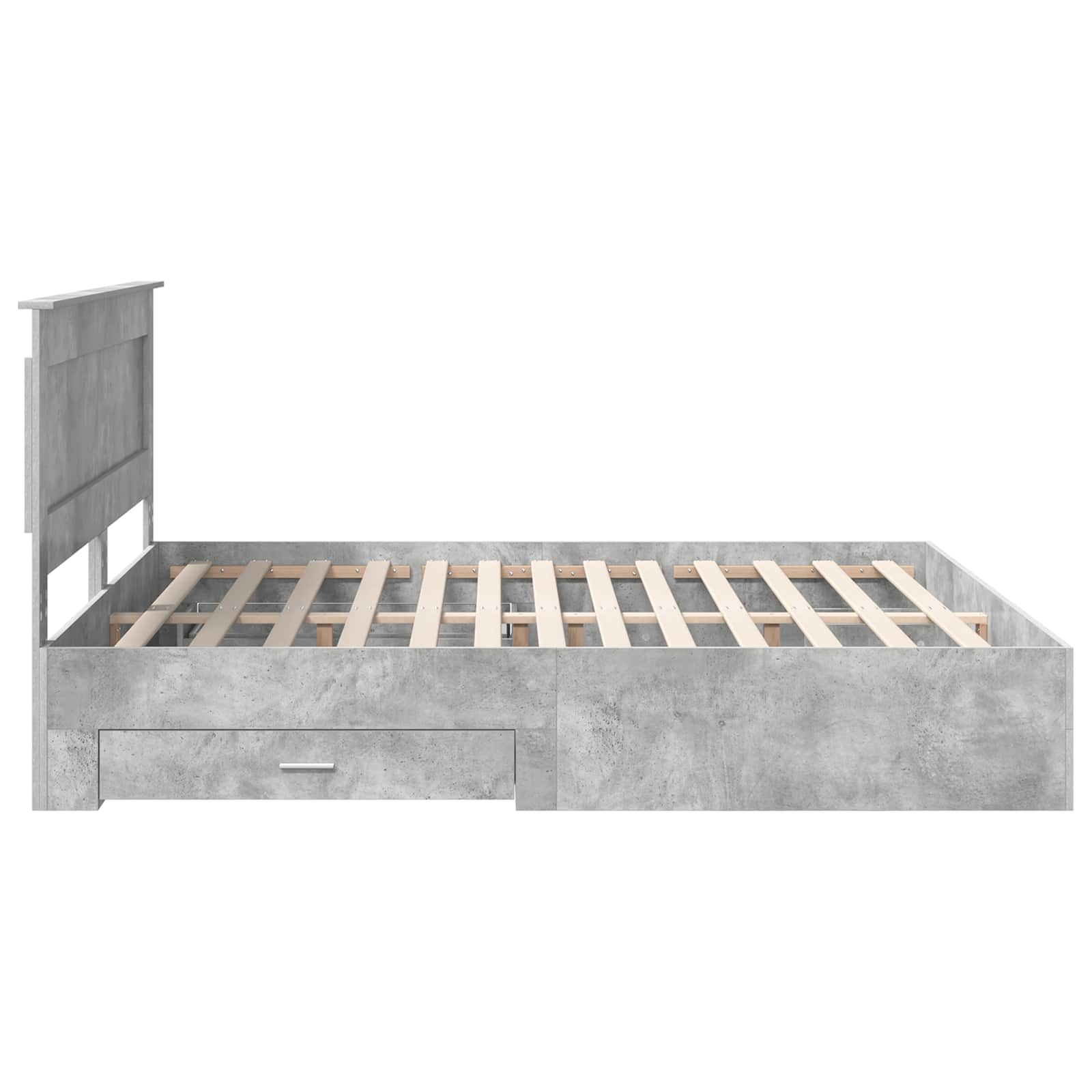Cadre de lit gris béton 200 x 200 cm panneau de bois - 9