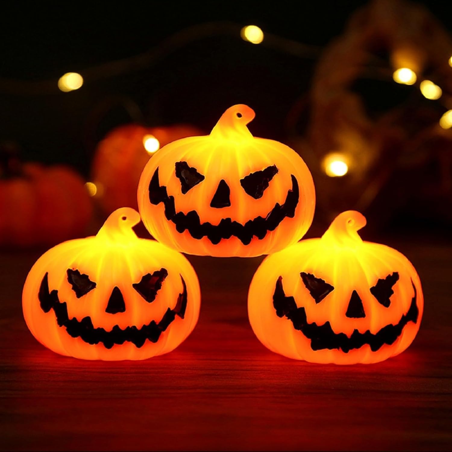 Lanterne Citrouille LED Halloween – Avec Support De Batterie – Plastique Résistant Aux Intempéries – Décoration Extérieure Et Intérieure – Modèle I – Lueur Orange Effrayante